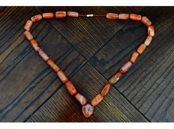 Vintage Egyptian Hand Knotted Carnelian Beaded Necklace