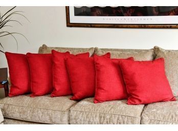 Set Of Solarium 19 X 19 Red Throw Pillows