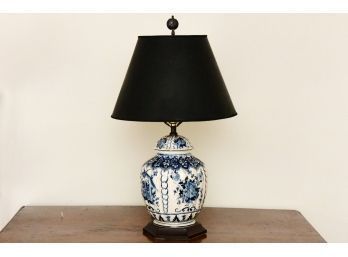 Vintage Delft-Style Blue And White Porcelain Table Lamp
