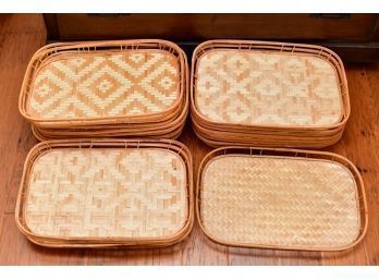 Set Of 20 Bamboo And Rattan Serving Trays