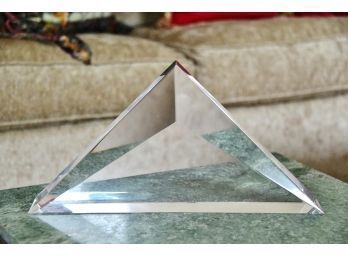 Mid Century Modern Lucite Triangular Sculpture