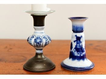 Blue And White Petite Candlesticks