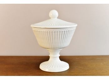 White Ceramic Pedestal Dish - Made In Italy