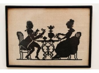Antique Silhouette Embroidery Framed
