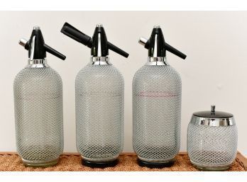 Modern Seltzer Bottle Collection With Matching Ice Bucket