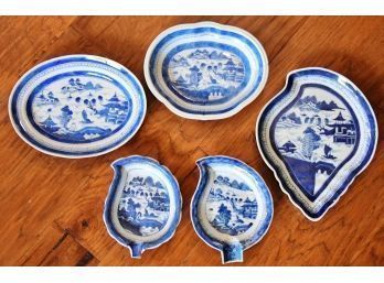5 Piece Collection Of Blue And White