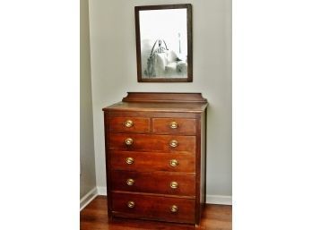 Antique Gustav Stickley Chest Of Drawer With Mirror 2 Of 2 Matching Dresser Under Separate Lot