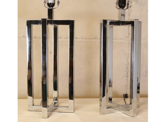 Pair Of Chrome  Lamps