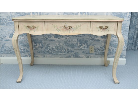Hand Painted French Provincial Console Table With 3 Drawers