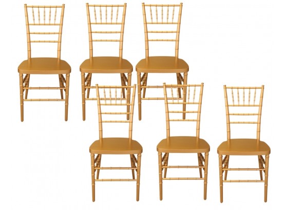 Gold Wood Chiavari Chair Set 4