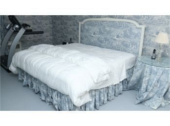 Louis J Solomon Custom Upholstered King Bed Frame Includes Mattress Bedding And Skirt