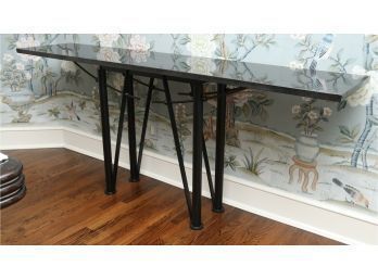 Mid Century Iconic Black Marble Granite Top Washington Console Table By Jean-Michel Wilmotte