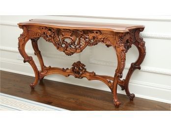 Rococo Style Highly Detailed Carved Walnut Console Table (2 Of 2)