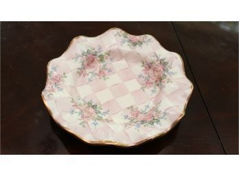 Mackenzie Childs Pink Rose Petal Ruffle Porcelain Salad Soup Bowl