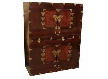 Korean Side Chest With Brushed Brass Butterfly Hardware