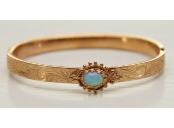 Etched Bracelet With Opal Stone