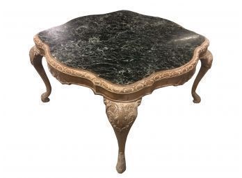 French Cocktail Table With Green Marble Top