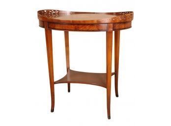 Vintage Marquetry Top Table With Undershelf