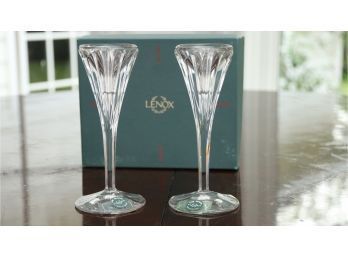 Pair Of Lenox Crystal Drinking Flutes With Original Box