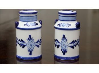 Pair Of Delft Salt And Pepper Shakers