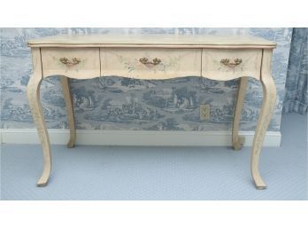 Hand Painted French Provincial Console Table With 3 Drawers