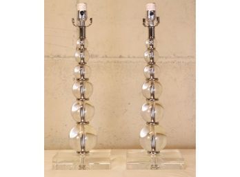 Pair Of Glass Ball Lamps
