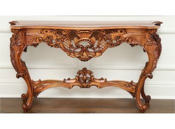 Rococo Style Highly Detailed Carved Walnut Console Table (1 Of 2)