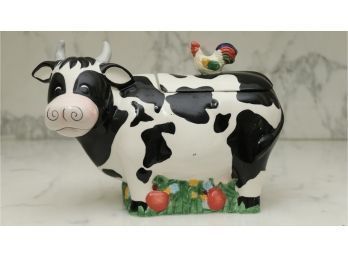 Hand Painted Cow And Rooster Tureen