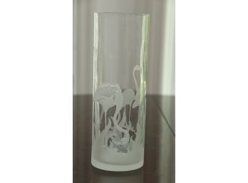 Perry Coyle Etched Flamingo Vase