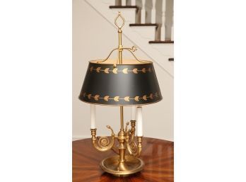 Tole Shade Bouillotte Brass Table Lamp