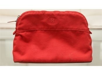 Hermes Red Canvas Bolide Cosmetic Pouch