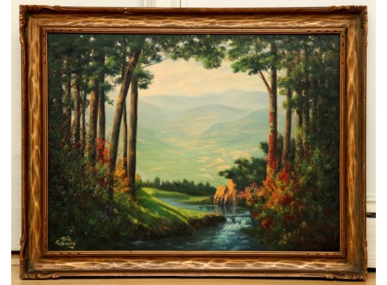 Nota Koslowsky Landscape Artwork Framed Oil On Canvas Painting