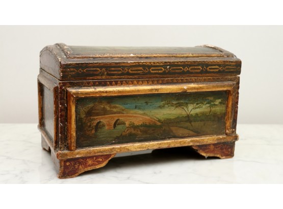 Antique Hand Painted Wooden Box
