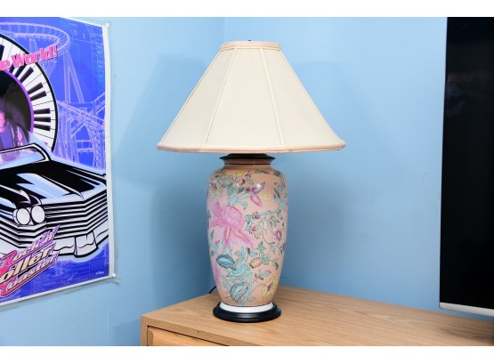Lovely Asian Inspired Pink Floral Table Lamp