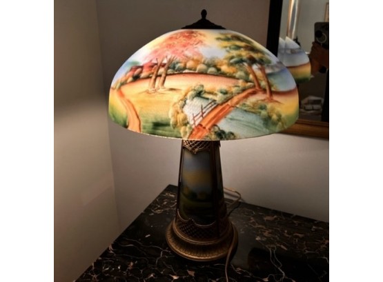 Antique Reverse Painted Jefferson Lamp