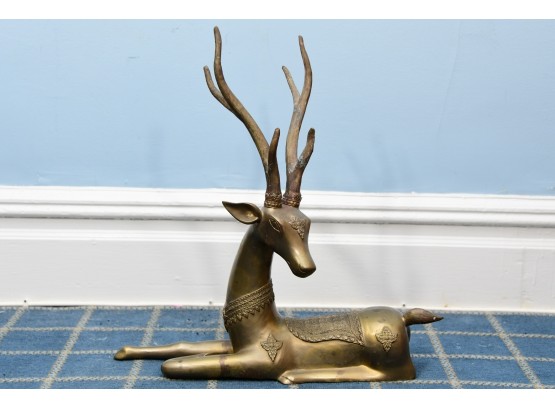 Mid Century Brass Deer Sculpture