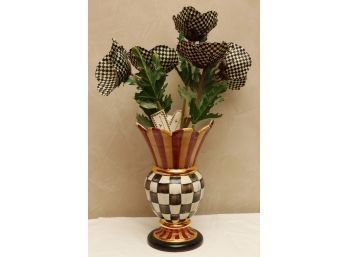 MacKenzie-Childs Vase With MC Check Flowers