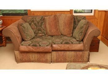 Leather And Upholstered Love Seat