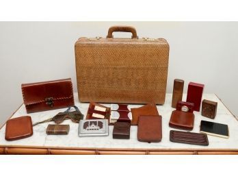 Vintage Snakeskin Suitcase Including Leather Accessories