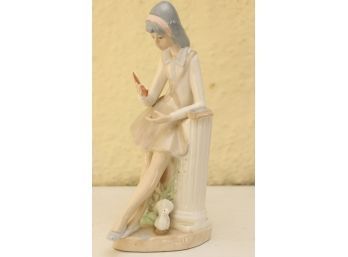Girl Reading Book Porcelain Figurine