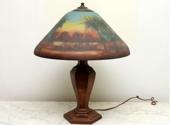Antique Reverse Painted Lamp