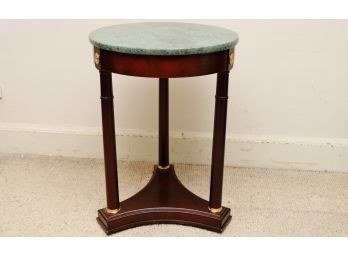 Green Mable Top Mahogany Side Table