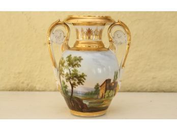 Antique Dual Shoulder Vase Hand Painted Dishes