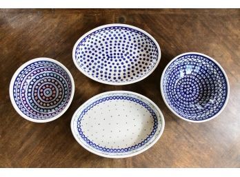 Set Of Four Ceramic Serving Dishes Including Boleslawiec