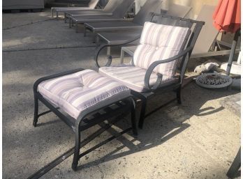 Outdoor Wrought Arm Chair With Ottoman