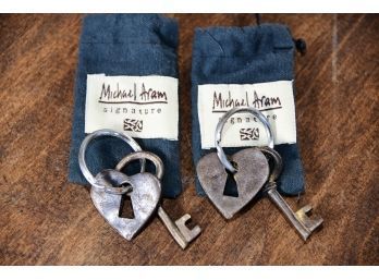 Pair Of Michael Aram 'key To My Heart' Keychains