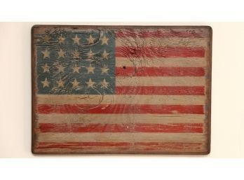 Hand Painted Folk Art American Flag