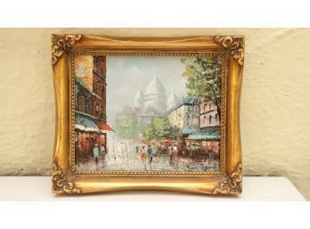 Henri Rogers Paris Street Scene Framed Oil On Canvas