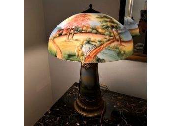 Antique Reverse Painted Jefferson Lamp
