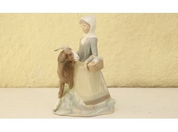 Lladro Girl With Goat Statue